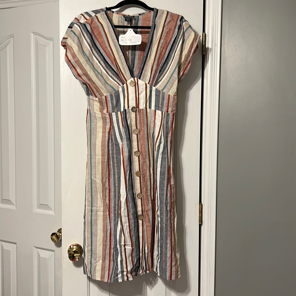 New-vertical striped fall dress